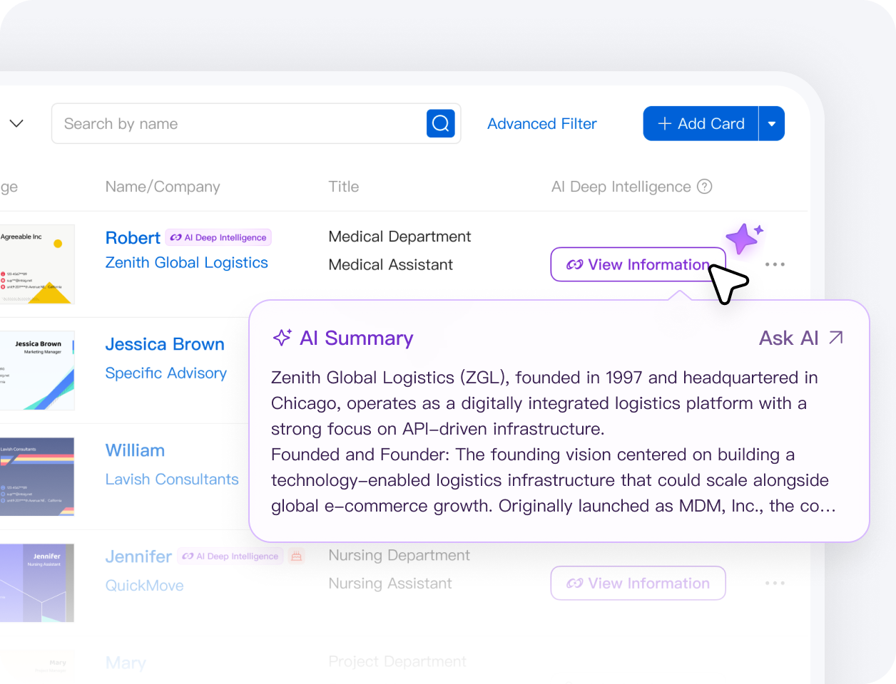 Analyzes organizational structure, and smart deduplication